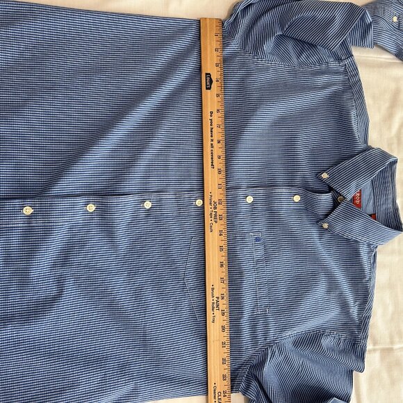 Izod Mens Shirt L Blue and White Button Up Long Sleeves - Picture 7 of 9